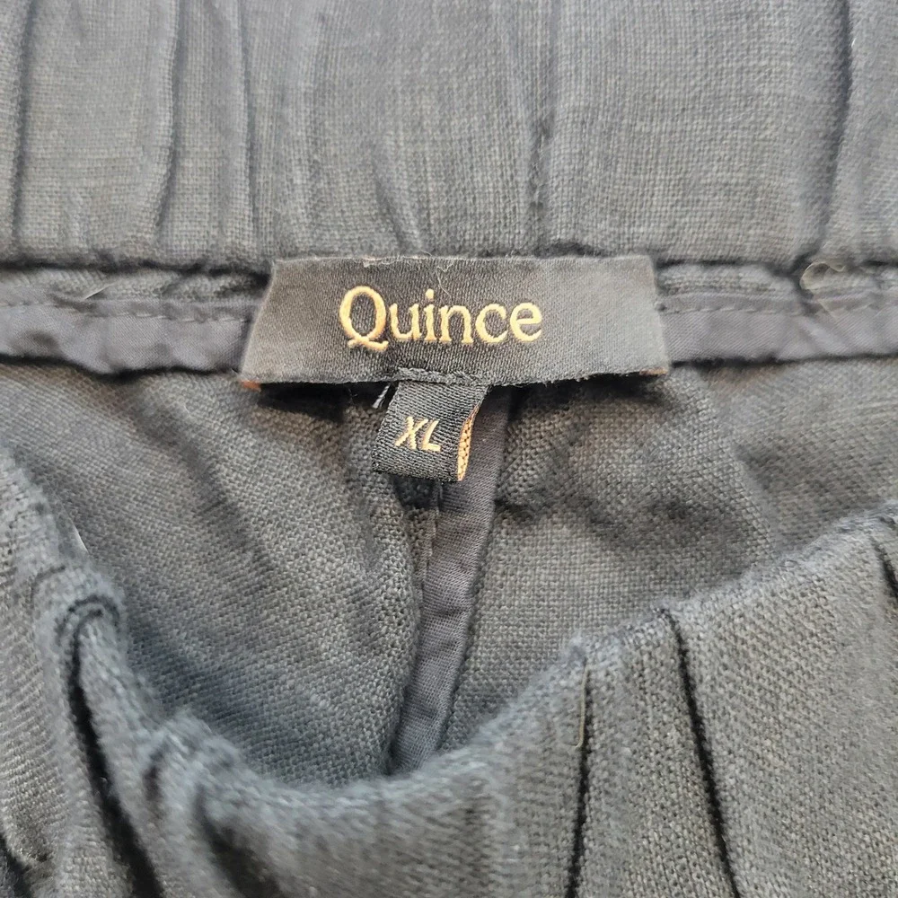 Quince Linen Pants Womens XL Black Relaxed Straight Leg 100% European Linen